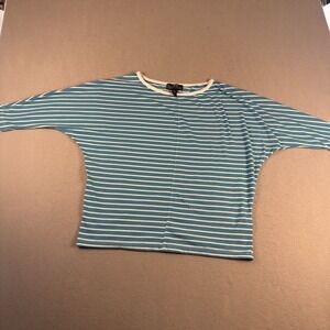 Lauren Active Ralph Lauren Shirt Women Large Blue Stripe 3/4 Sleeve Round Neck